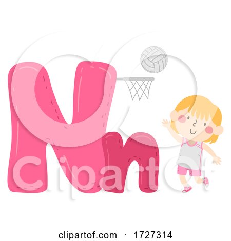 Kid Girl Netball Sport Alphabet Illustration by BNP Design Studio