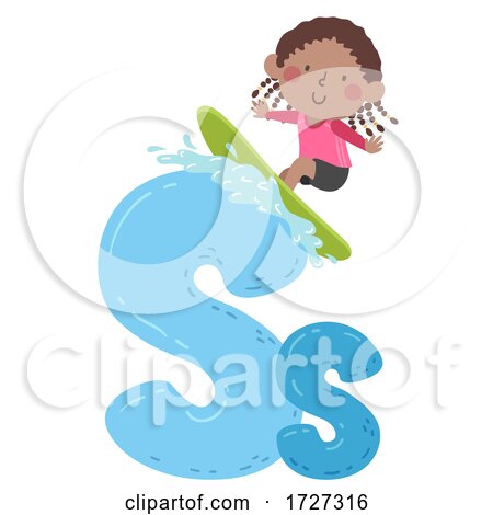 Kid Girl Surfing Sport Alphabet Illustration by BNP Design Studio