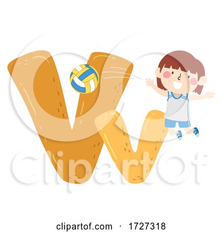 Kid Girl Volleyball Sport Alphabet Illustration by BNP Design Studio