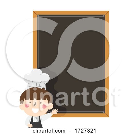 Kid Boy Chef Menu Blackboard Illustration by BNP Design Studio