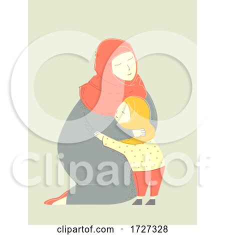 Mother Muslim Hug Child Illustration by BNP Design Studio