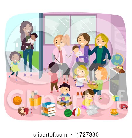 Stickman Mom and Baby Play Group Illustration by BNP Design Studio