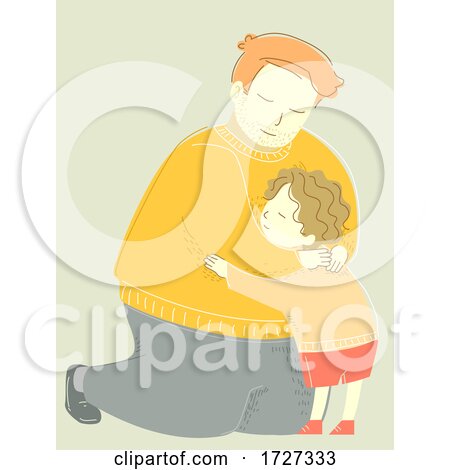 Family Dad Man Hug Child Kid Boy Illustration by BNP Design Studio