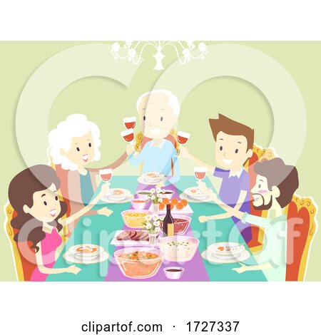 Family Mealtime Drinking Illustration by BNP Design Studio