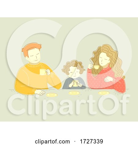 Family Mom Dad Child Drinks Illustration by BNP Design Studio