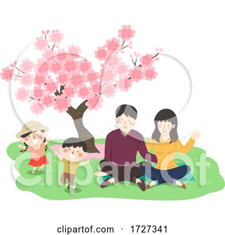Family Cherry Blossom Festival Picnic Illustration by BNP Design Studio