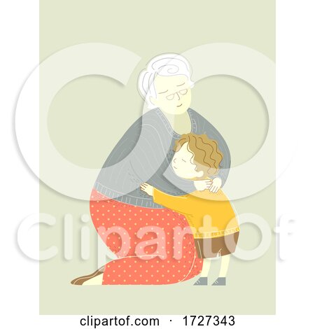 Grand Mother Hug Child Illustration by BNP Design Studio