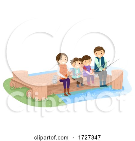 Stickman Family Lake Fishing Illustration by BNP Design Studio