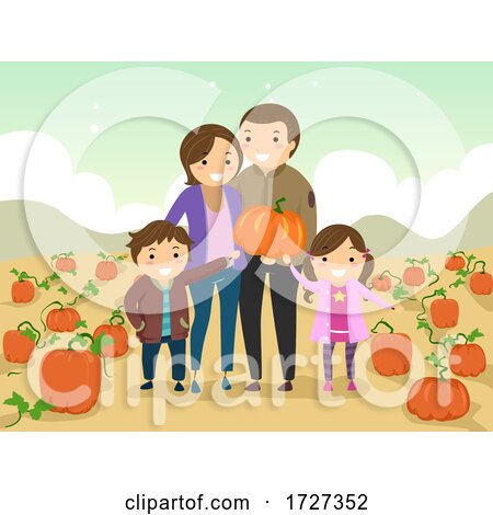 Stickman Family Pumpkin Picking Illustration by BNP Design Studio
