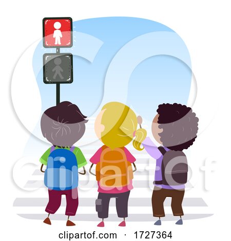 Stickman Kids Traffic Light Stop Sign Illustration by BNP Design Studio