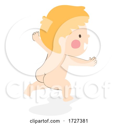 Kid Toddler Boy Naked Run Smiling Illustration by BNP Design Studio
