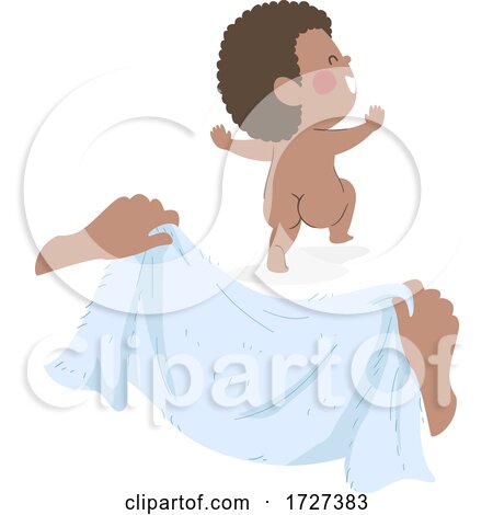 Kid Toddler Boy Black Run Towel Illustration by BNP Design Studio