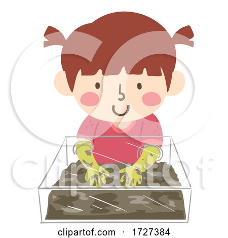 Kid Girl Mud Glove Box Play Illustration by BNP Design Studio