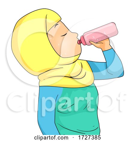Girl Muslim Hydrating After Sports Illustration by BNP Design Studio