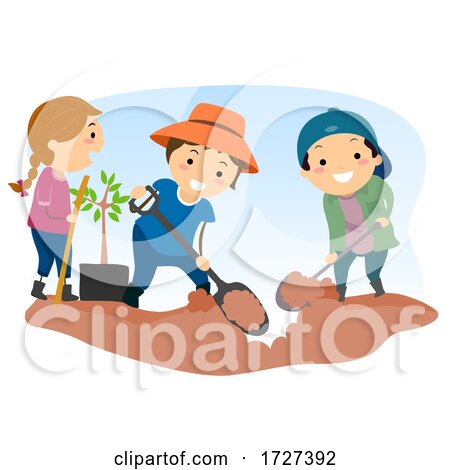Stickman Kids Dig Soil Illustration by BNP Design Studio