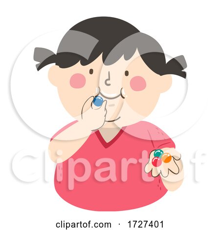 Kid Girl Chewing Gum Balls Illustration by BNP Design Studio