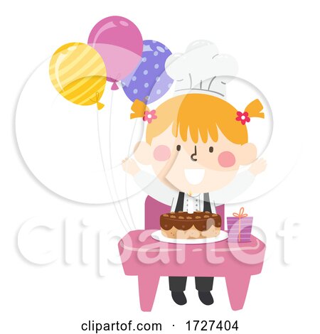 Kid Girl Chef Desk Class Birthday Illustration by BNP Design Studio