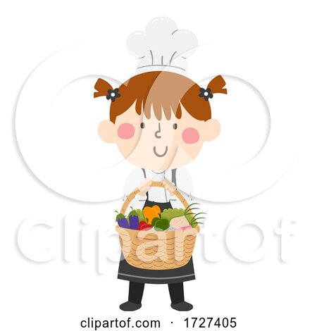 Kid Girl Chef Basket Vegetables by BNP Design Studio