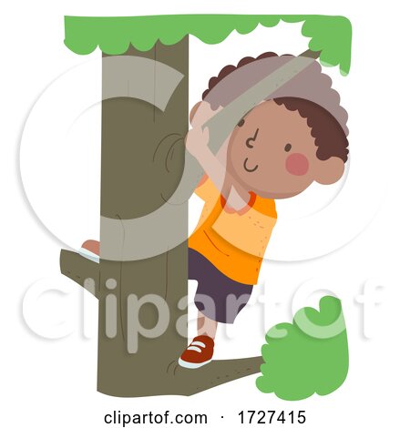 Kid Boy Childhood Memories Climb Tree Illustration by BNP Design Studio