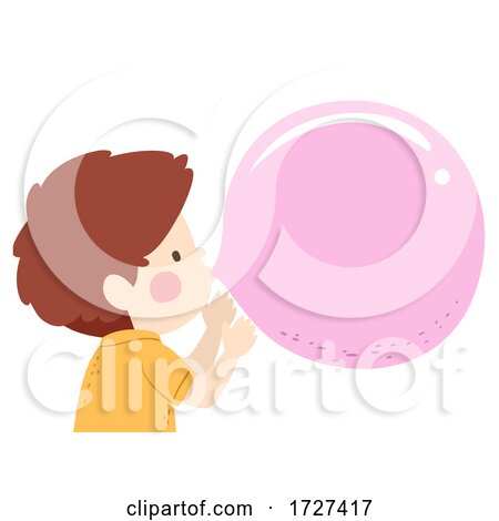 Kid Boy Bubble Gum Blow Illustration by BNP Design Studio
