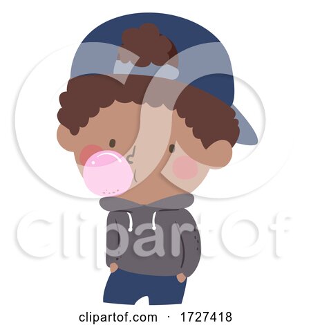 Kid Boy Chewing Gum Bubble Illustration by BNP Design Studio