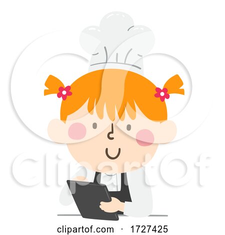 Kid Girl Chef Hat Apron Tablet Illustration by BNP Design Studio