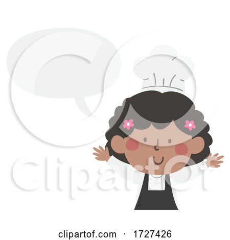 Kid Girl Black Chef Speech Bubble Illustration by BNP Design Studio