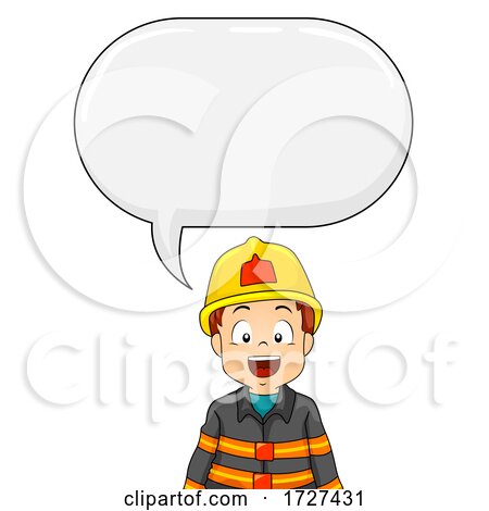 Kid Boy Fire Fighter Speech Bubble Illustration by BNP Design Studio
