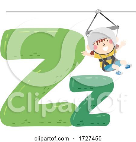 Kid Girl Ziplining Sport Alphabet Illustration by BNP Design Studio