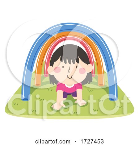 Kid Girl Pool Noodle Obstacle Course Illustration by BNP Design Studio