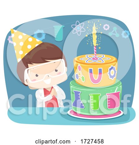 Kid Boy Birthday Cake Science Lab Illustration by BNP Design Studio