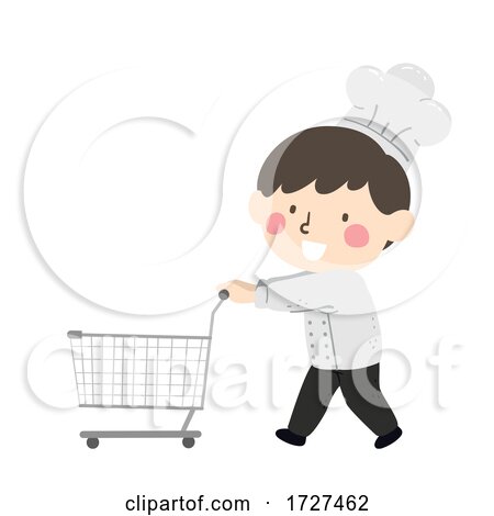 Kid Boy Chef Grocery Cart Ingredients Illustration by BNP Design Studio