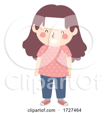 Kid Girl Forehead Blank Note Illustration by BNP Design Studio