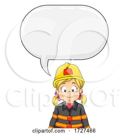 Kid Girl Fire Fighter Speech Bubble Illustration by BNP Design Studio