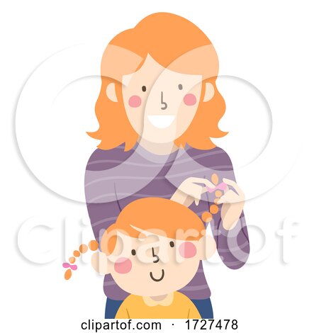 Mom Kid Girl Parent Fix Hair Illustration by BNP Design Studio