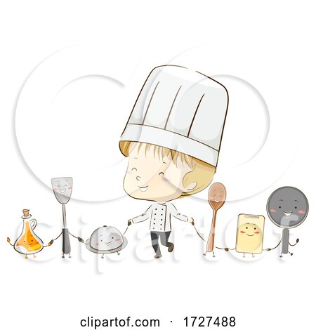 Kid Boy Chef Cooking Tools Mascots Illustration by BNP Design Studio