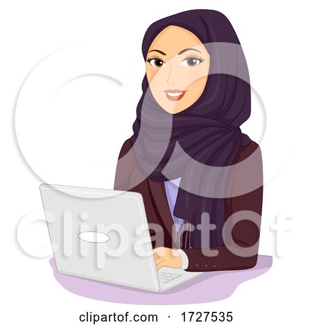 Girl Business Woman Laptop Qatar Illustration by BNP Design Studio