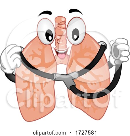 Mascot Lungs Hold Stethoscope Illustration by BNP Design Studio
