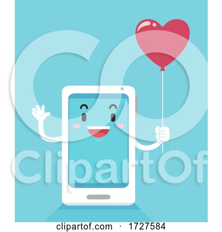 Mascot Phone Heart Balloon Illustration by BNP Design Studio