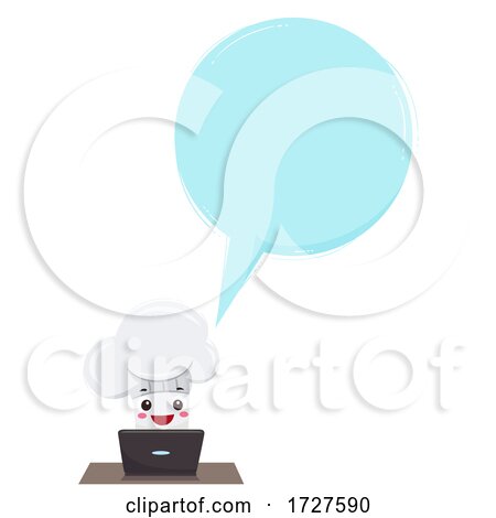 Mascot Chef Hat Laptop Speech Bubble Illustration by BNP Design Studio