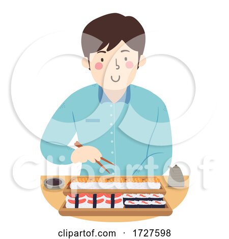 Man Eat Sushi Chopsticks Illustration by BNP Design Studio