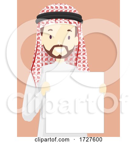 Man Arab Hold Board Illustration by BNP Design Studio
