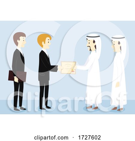 Men Give Certificate Qatar Illustration by BNP Design Studio