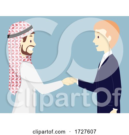 Men Arab Business Man Shake Hands Illustration by BNP Design Studio