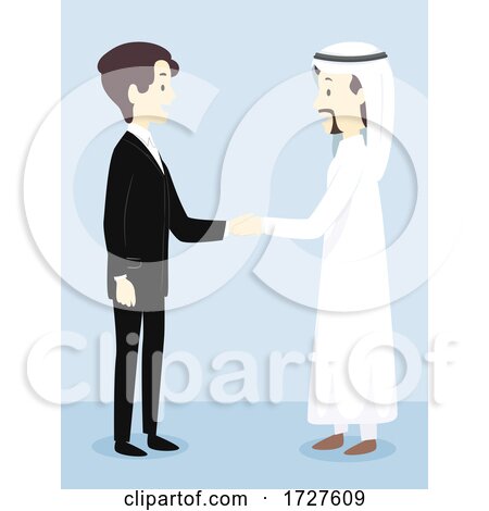 Men Formal Qatar Shake Hands Illustration by BNP Design Studio