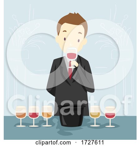 Man Taste Wine Illustration by BNP Design Studio