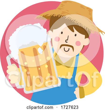 Man Give Mug Beer Farm Illustration by BNP Design Studio