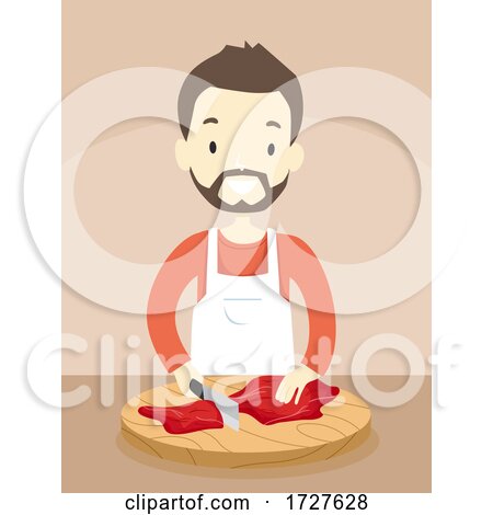 Man Meat Cutting Apron Illustration by BNP Design Studio
