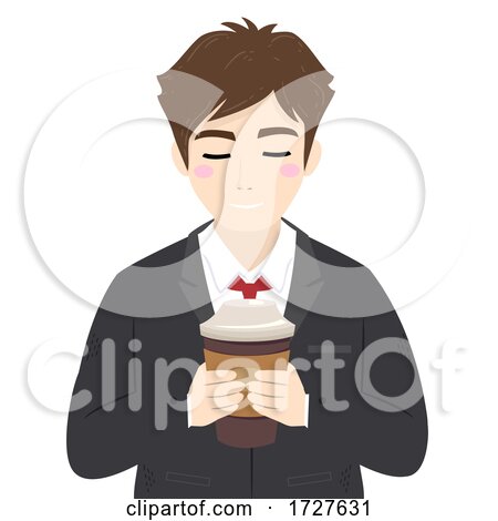 Man Business Attire Drink Hold Coffee Illustration by BNP Design Studio