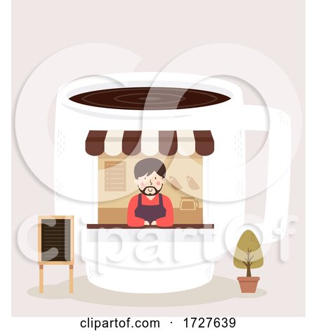 Man Coffee Shop Illustration by BNP Design Studio